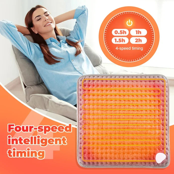 Cozy and Plush Heated Foot Warmer: gray, white electric foot warming pad, minimal functional style