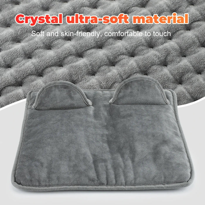 Cozy and Plush Heated Foot Warmer: gray, white electric foot warming pad, minimal functional style