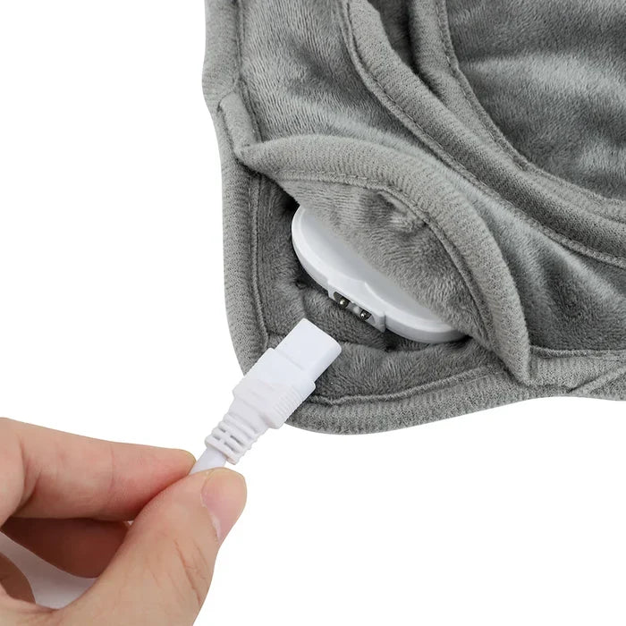 Cozy and Plush Heated Foot Warmer: gray, white electric foot warming pad, minimal functional style