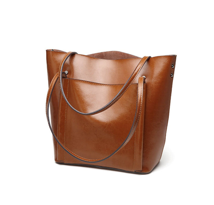 Crossbody Tote Bag for Women: brown, dark brown handbag/tote bag, minimal style