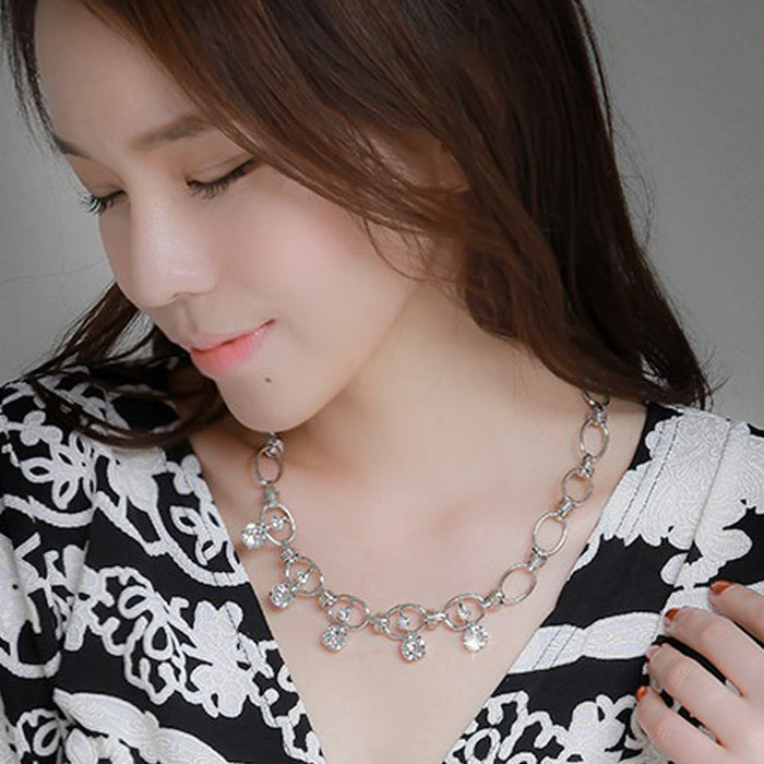 Crystal Silver Chain Necklace by Alana: silver necklace, glamorous style