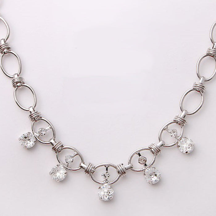 Crystal Silver Chain Necklace by Alana: silver necklace, glamorous style