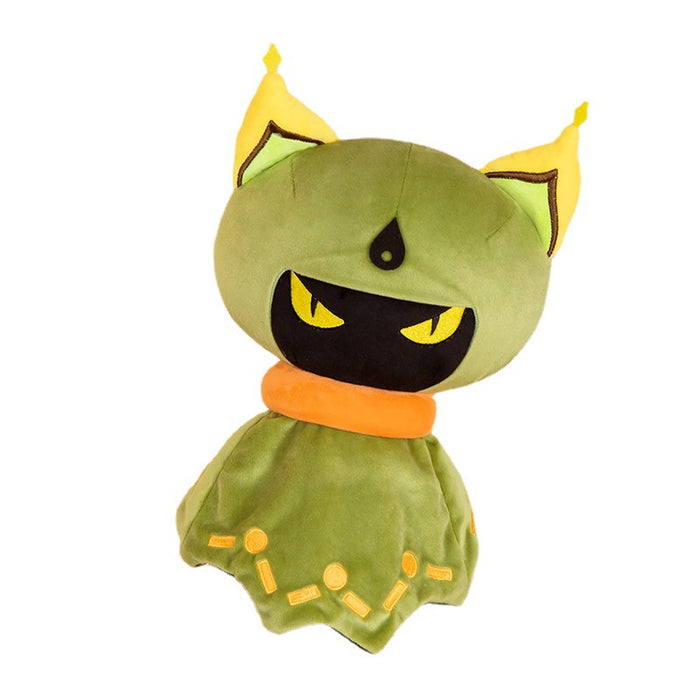 Cuilein Anbar Plush Toy for Genshin Impact: olive green, yellow cartoon cat character, kawaii cartoon style