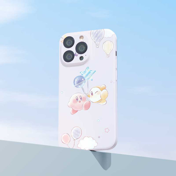 Custom Phone Cases for Various Models: pink, light pink Kirby character, kawaii cartoon style