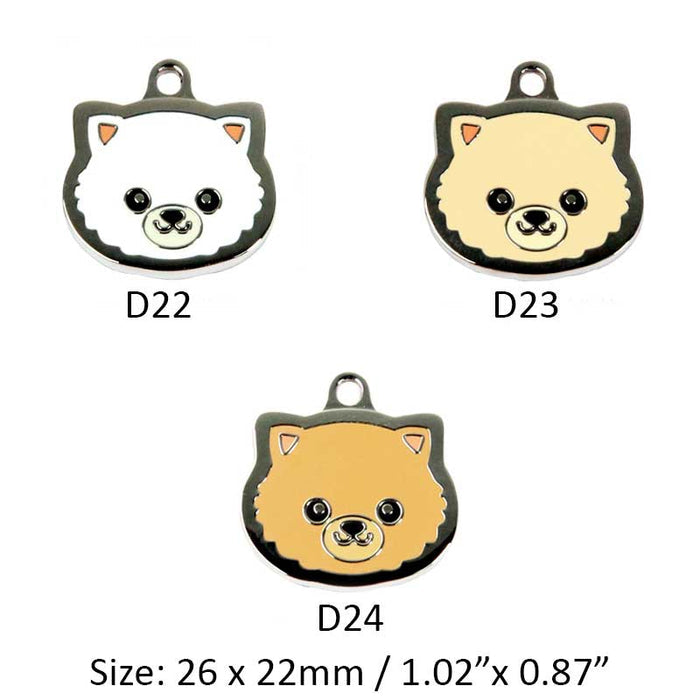 Customizable Pomeranian Dog ID Tags: white, cream dog, cute cartoon kawaii style