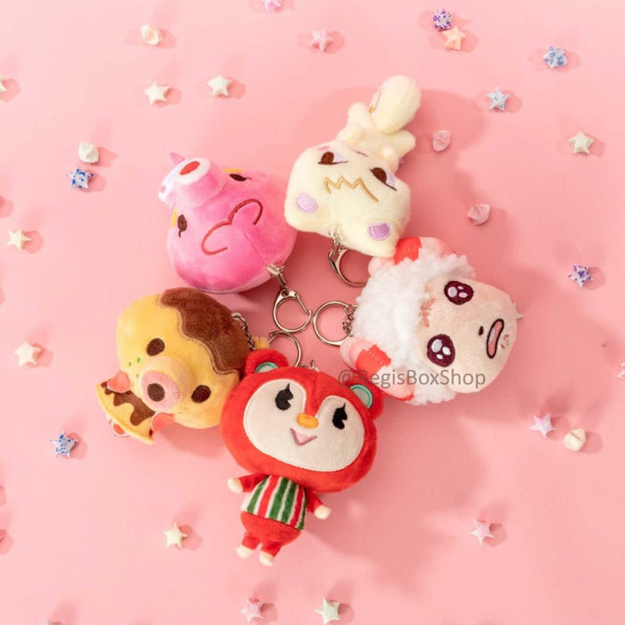 Cute ACNH Plush Keychains Collection: pink, red cartoon animal/character figures, kawaii cartoon style