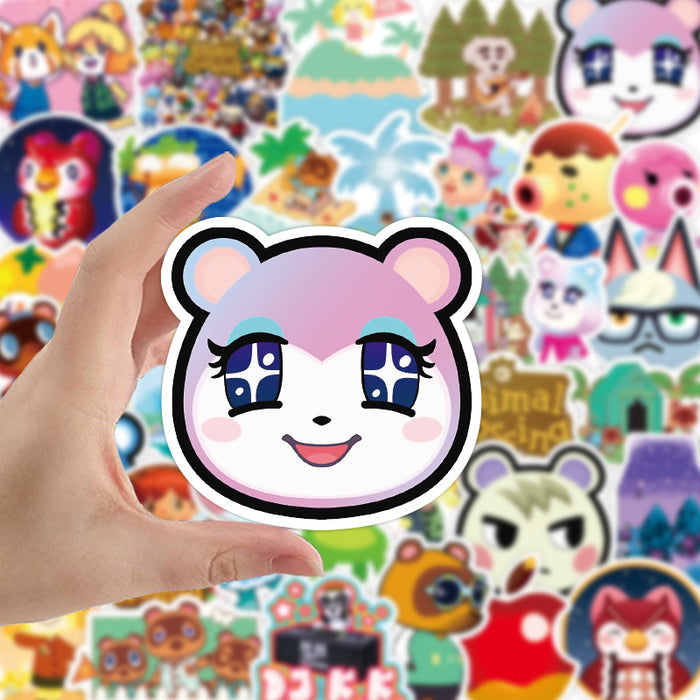 Cute ACNH Stickers for Decoration: multicolor, blue Animal Crossing characters and imagery, cute cartoon/kawaii style