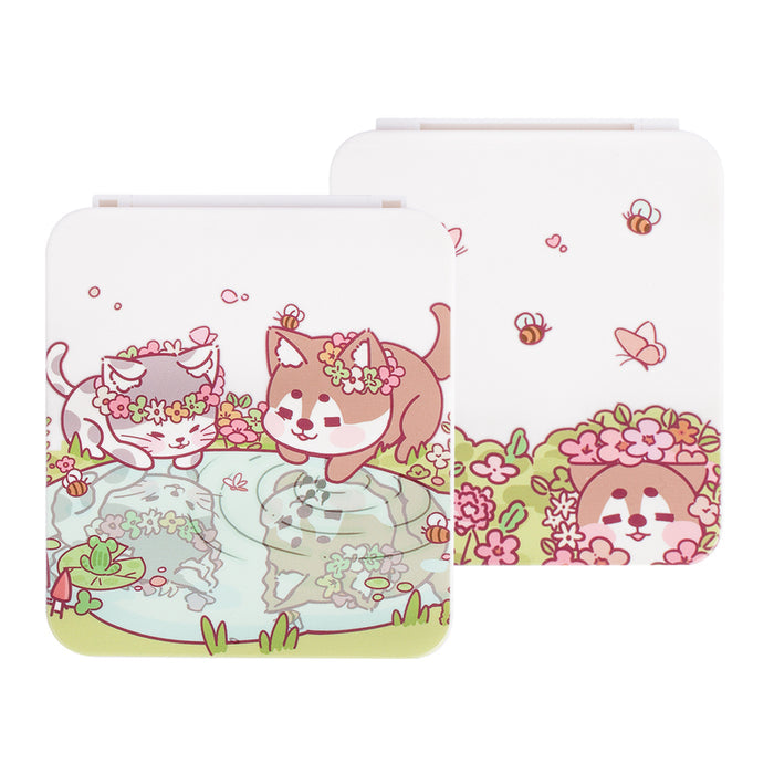 Cute and Protective Switch Game Case: light pink, dark blue cartoon cat character, kawaii cartoon style