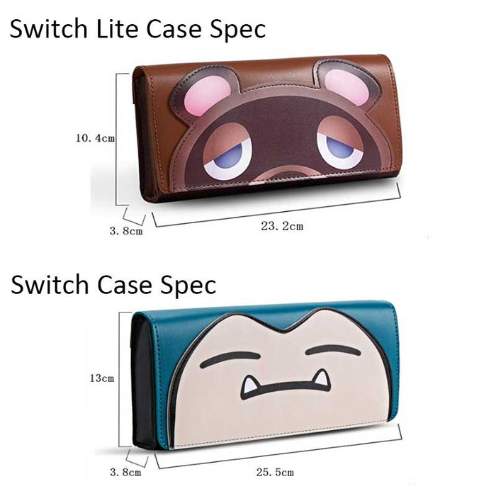 Cute and Waterproof PU Leather Switch Cases: brown, dark brown cartoon raccoon-like character face
