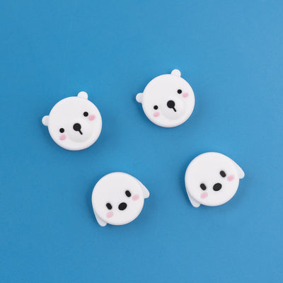Cute Animal Switch Thumb Grips Set: teal, dark blue shark and dinosaur characters, cute cartoon kawaii style