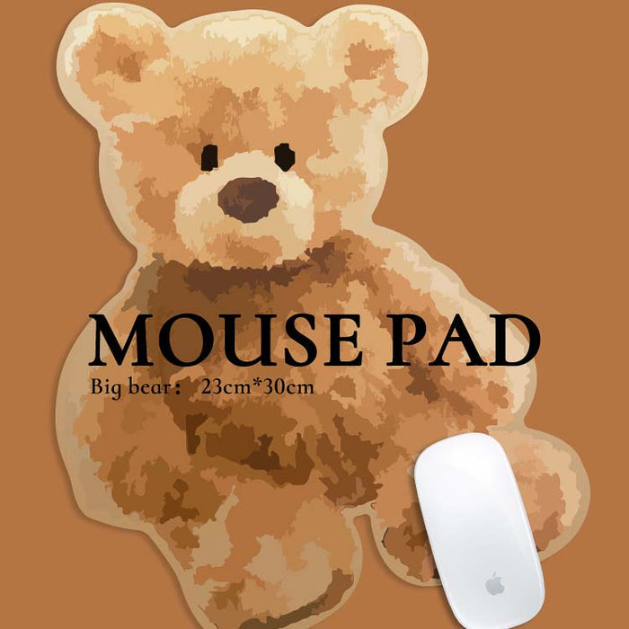 Cute Bear Mouse Pad with Grip: tan, beige teddy bear face, cartoon style