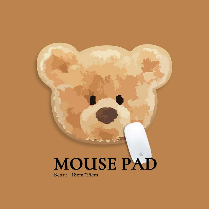 Cute Bear Mouse Pad with Grip: tan, beige teddy bear face, cartoon style