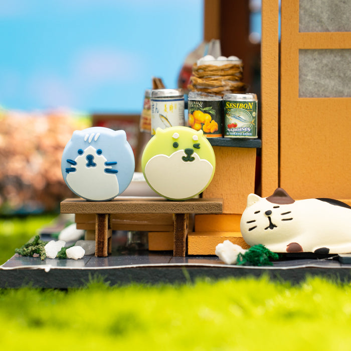 Cute Cat and Dog Switch Thumb Grips: white, black cute cat characters, kawaii cartoon style