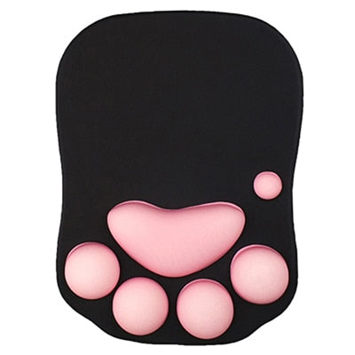 Cute Cat Paw Mouse Pad with Wrist Support: black, orange-yellow computer mouse pad with wrist rest, minimal style