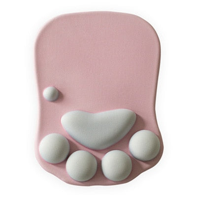 Cute Cat Paw Mouse Pad with Wrist Support: black, orange-yellow computer mouse pad with wrist rest, minimal style