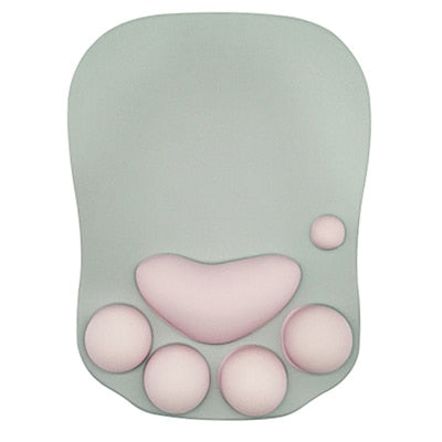 Cute Cat Paw Mouse Pad with Wrist Support: black, orange-yellow computer mouse pad with wrist rest, minimal style