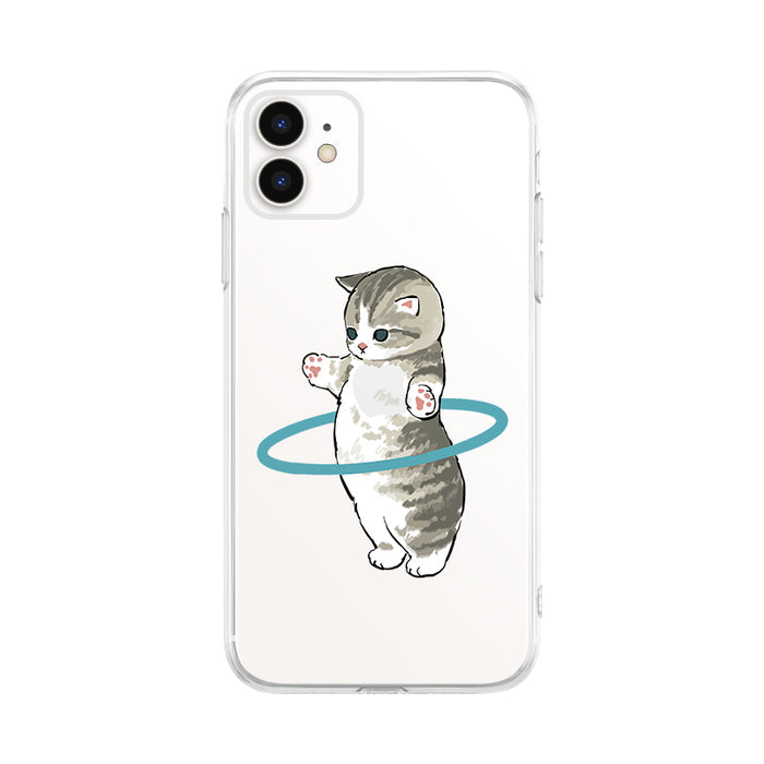 Cute Cat Samsung Phone Case: clear, orange orange tabby kitten with daisies, kawaii cartoon style