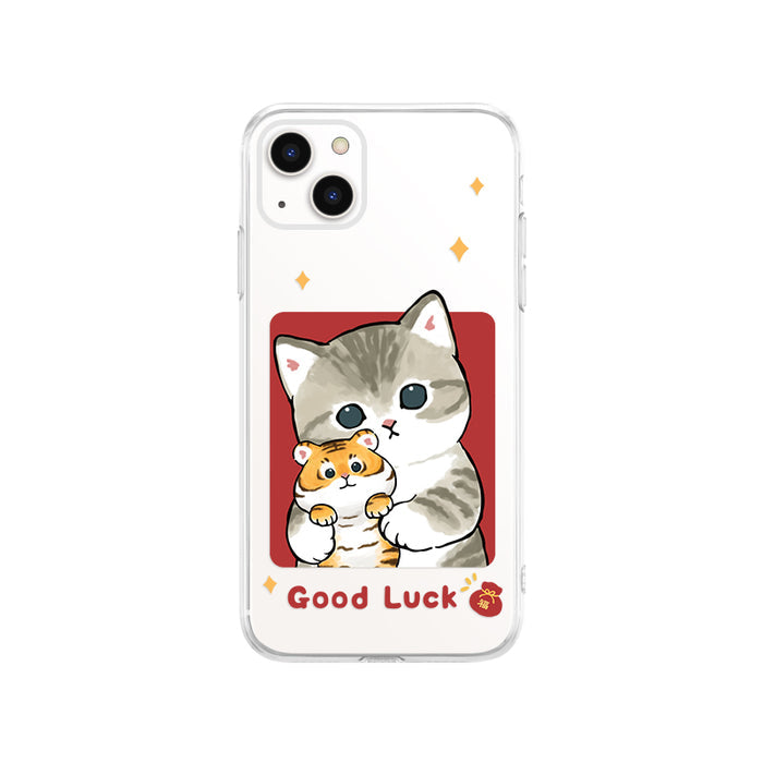Cute Cat Samsung Phone Case: clear, orange orange tabby kitten with daisies, kawaii cartoon style
