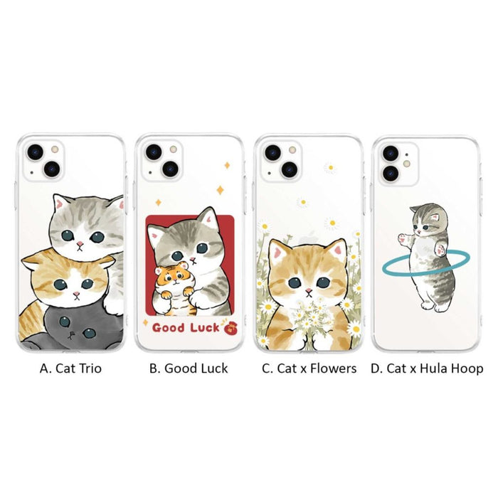 Cute Cat Samsung Phone Case: clear, orange orange tabby kitten with daisies, kawaii cartoon style