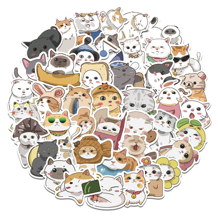 Cute Cat Stickers for Belongings Customization: white, gray cats, dogs, rabbits, and other cute cartoon animals, kawaii carto