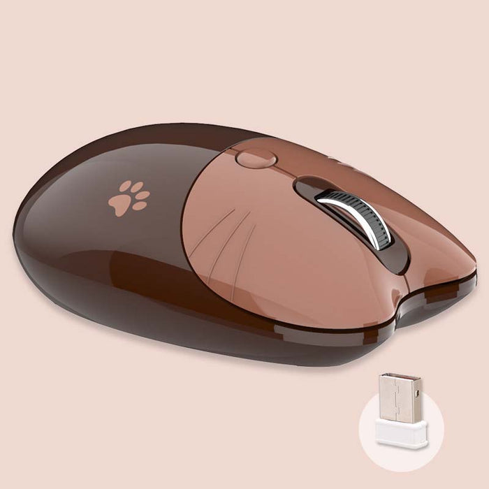 Cute Cat Wireless Mouse, Pastel Colors: pale pink, peach pink cat theme, cute cartoon style