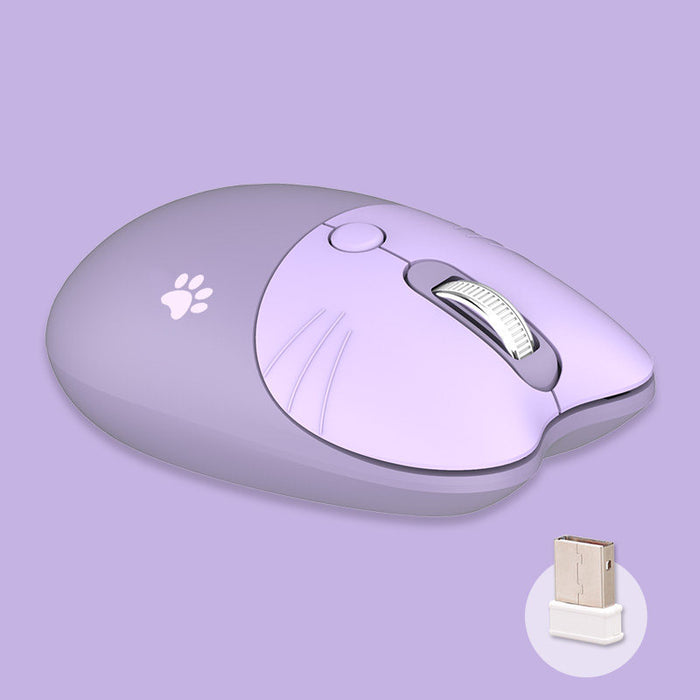 Cute Cat Wireless Mouse, Pastel Colors: pale pink, peach pink cat theme, cute cartoon style
