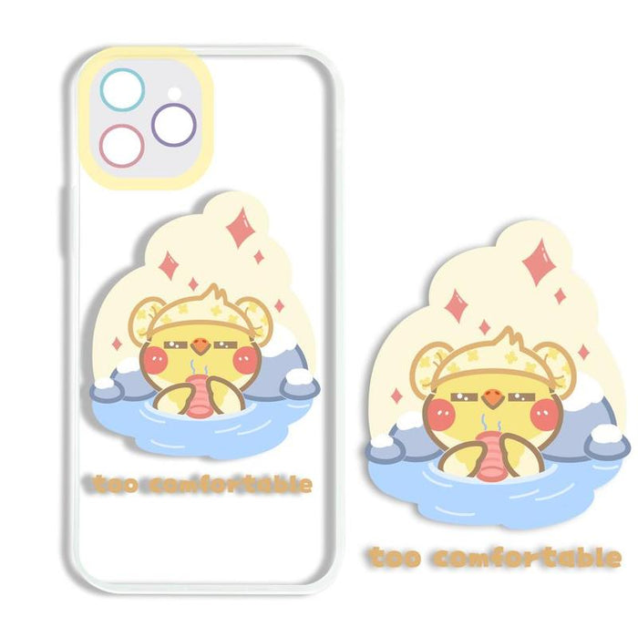 Cute Cockatiel Phone Case with TPU: clear/transparent, cream cute cartoon animal character bathing in water, kawaii cartoon s