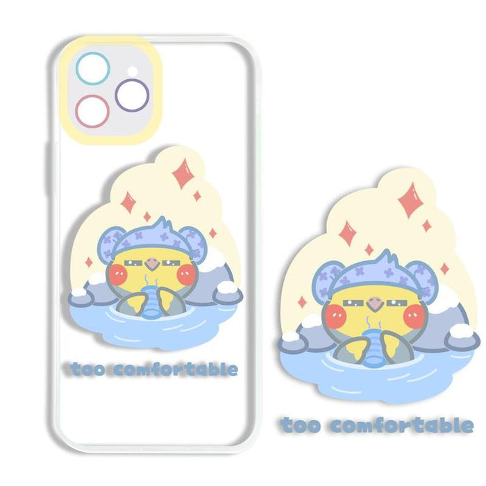 Cute Cockatiel Phone Case with TPU: clear/transparent, cream cute cartoon animal character bathing in water, kawaii cartoon s