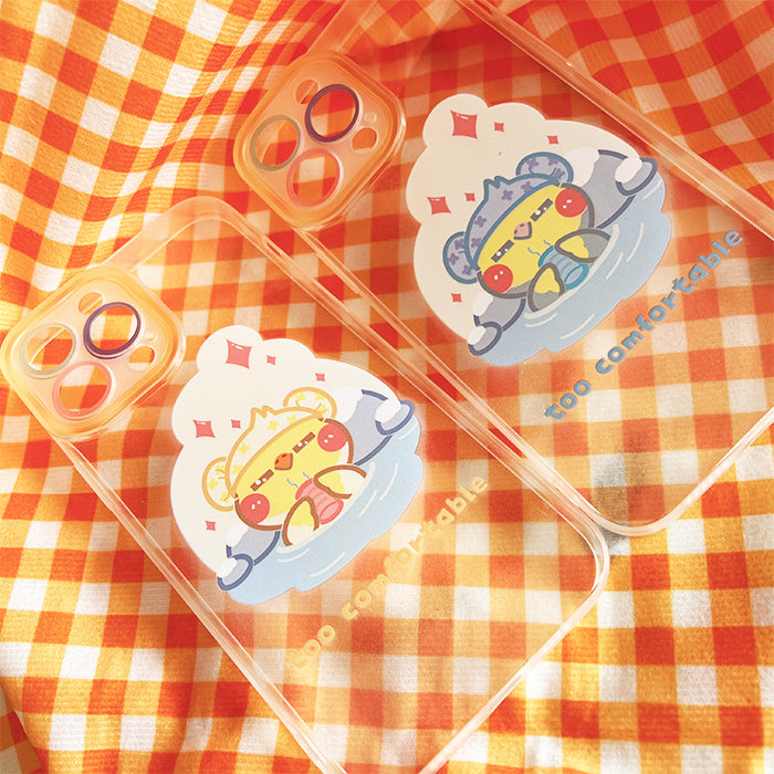 Cute Cockatiel Phone Case with TPU: clear/transparent, cream cute cartoon animal character bathing in water, kawaii cartoon s