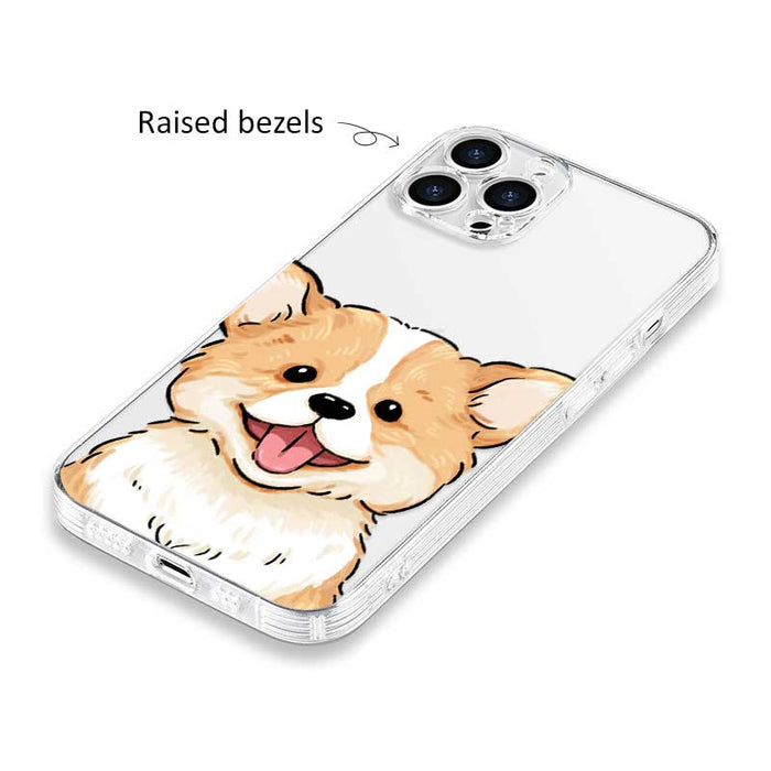Cute Corgi Phone Case with Protection: clear, white corgi dog, cartoon kawaii style