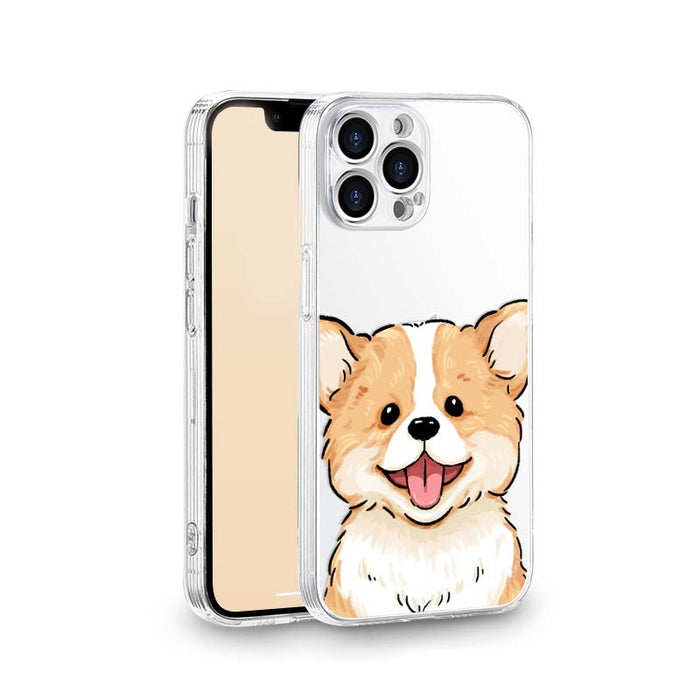 Cute Corgi Phone Case with Protection: clear, white corgi dog, cartoon kawaii style
