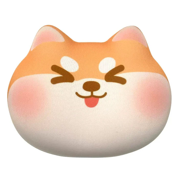Cute Dog Wrist Support Pad: dark gray, white cartoon cat, kawaii cartoon style
