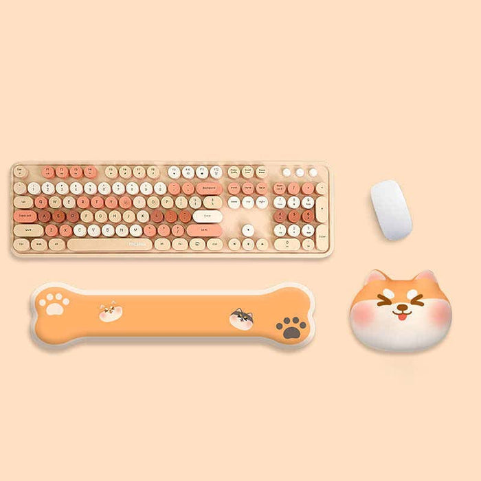 Cute Dog Wrist Support Pad: dark gray, white cartoon cat, kawaii cartoon style