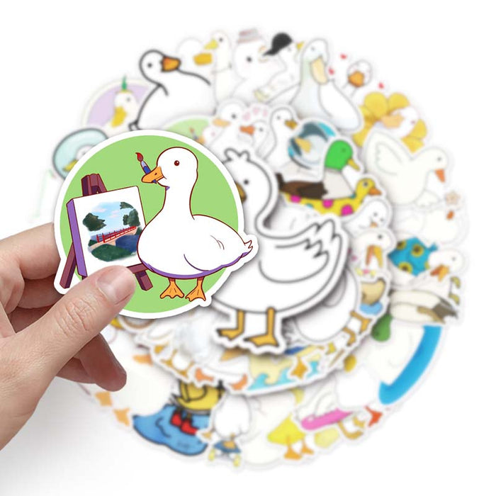 Cute Duck Stickers for Personalization: white, orange ducks and geese, kawaii cartoon style