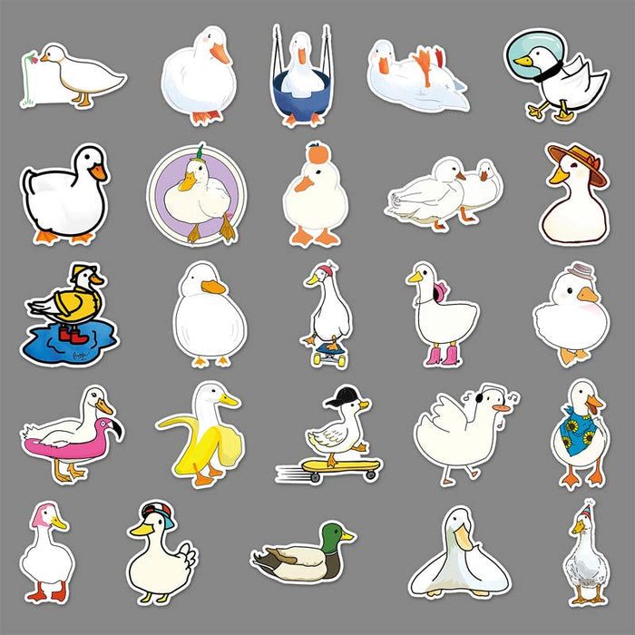Cute Duck Stickers for Personalization: white, orange ducks and geese, kawaii cartoon style