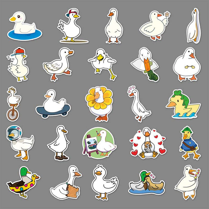 Cute Duck Stickers for Personalization: white, orange ducks and geese, kawaii cartoon style