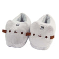 Cute Gray Cat Slippers, Ultimate Comfort!: light gray, dark brown cartoon cat, kawaii cartoon style