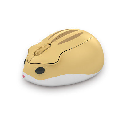 Cute Hamster Wireless Mouse with USB: tan, white mouse/rodent character, cartoon style