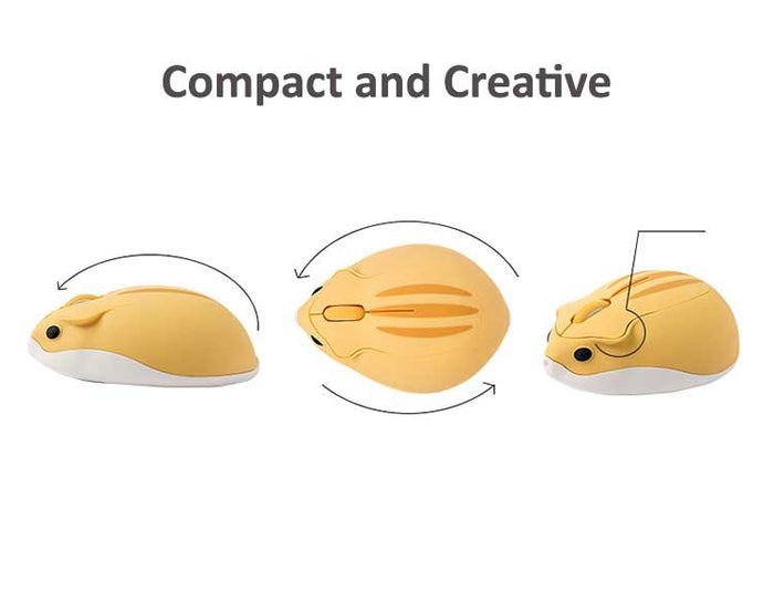 Cute Hamster Wireless Mouse with USB: tan, white mouse/rodent character, cartoon style