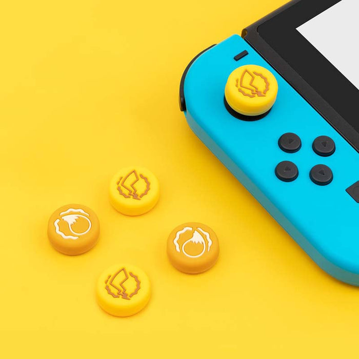 Cute Joycon Caps for Nintendo Switch: blue, red pair of game controller-shaped objects, cartoon style