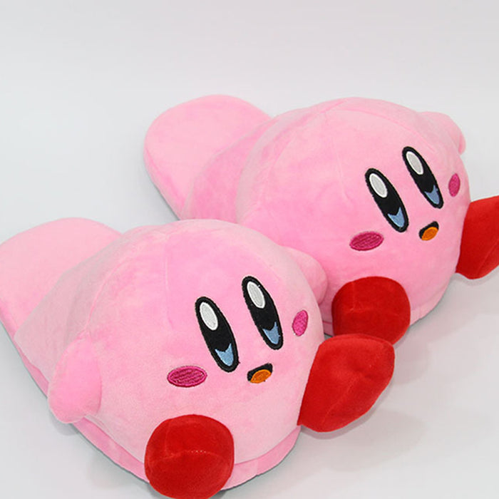 Cute Kirby House Slippers for Comfort: pink, red Kirby character, cartoon kawaii style