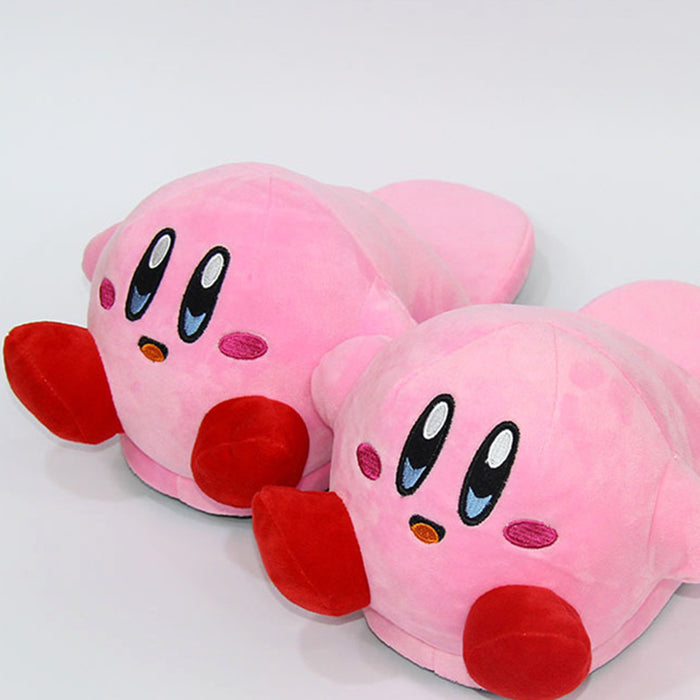 Cute Kirby House Slippers for Comfort: pink, red Kirby character, cartoon kawaii style