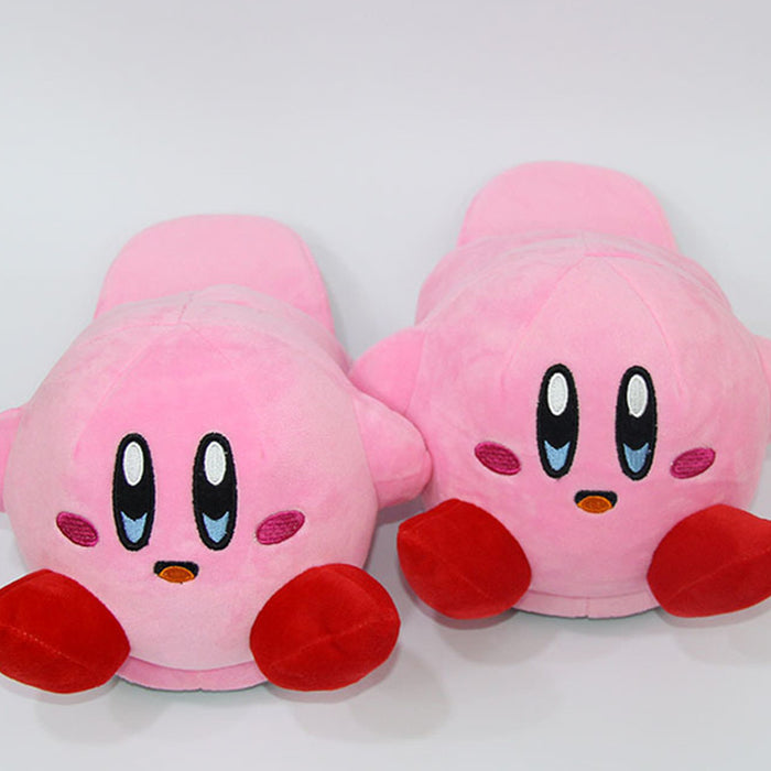 Cute Kirby House Slippers for Comfort: pink, red Kirby character, cartoon kawaii style