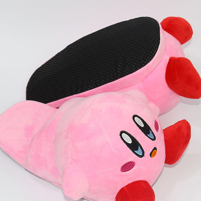 Cute Kirby House Slippers for Comfort: pink, red Kirby character, cartoon kawaii style