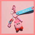 Cute Kirby Keychains: Highly Detailed Accessories: pink, light blue Kirby character, kawaii cartoon style