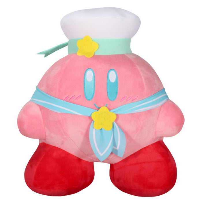 Cute Kirby Plush Toy, Premium Quality: pink, red pink cartoon character wearing a strawberry hat, kawaii cartoon style