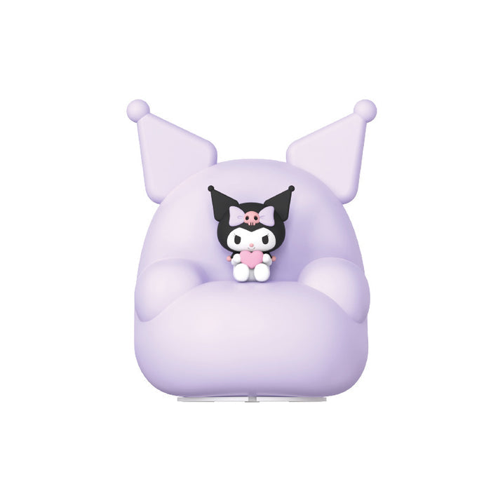 Cute LED Night Light with Remote: pastel lavender, black Kuromi character, kawaii cartoon style
