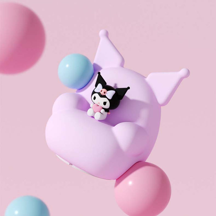 Cute LED Night Light with Remote: pastel lavender, black Kuromi character, kawaii cartoon style