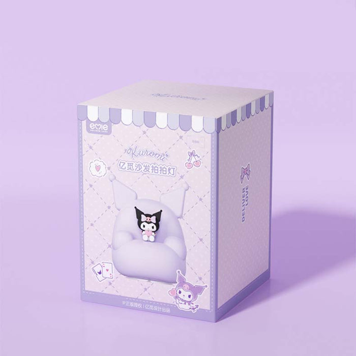 Cute LED Night Light with Remote: pastel lavender, black Kuromi character, kawaii cartoon style