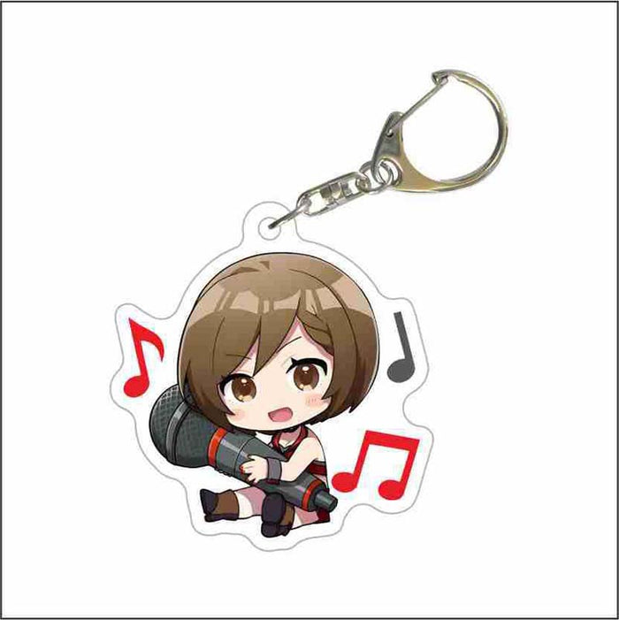 Cute Miku Keychains from Project DIVA: pink, black pink-haired anime-style girl with headphones and a microphone, kawaii anim